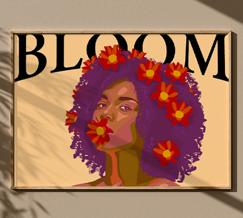 A girl with flowers in her hair